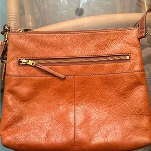 Fossil Burnt Orange Leather Crossbody Bag